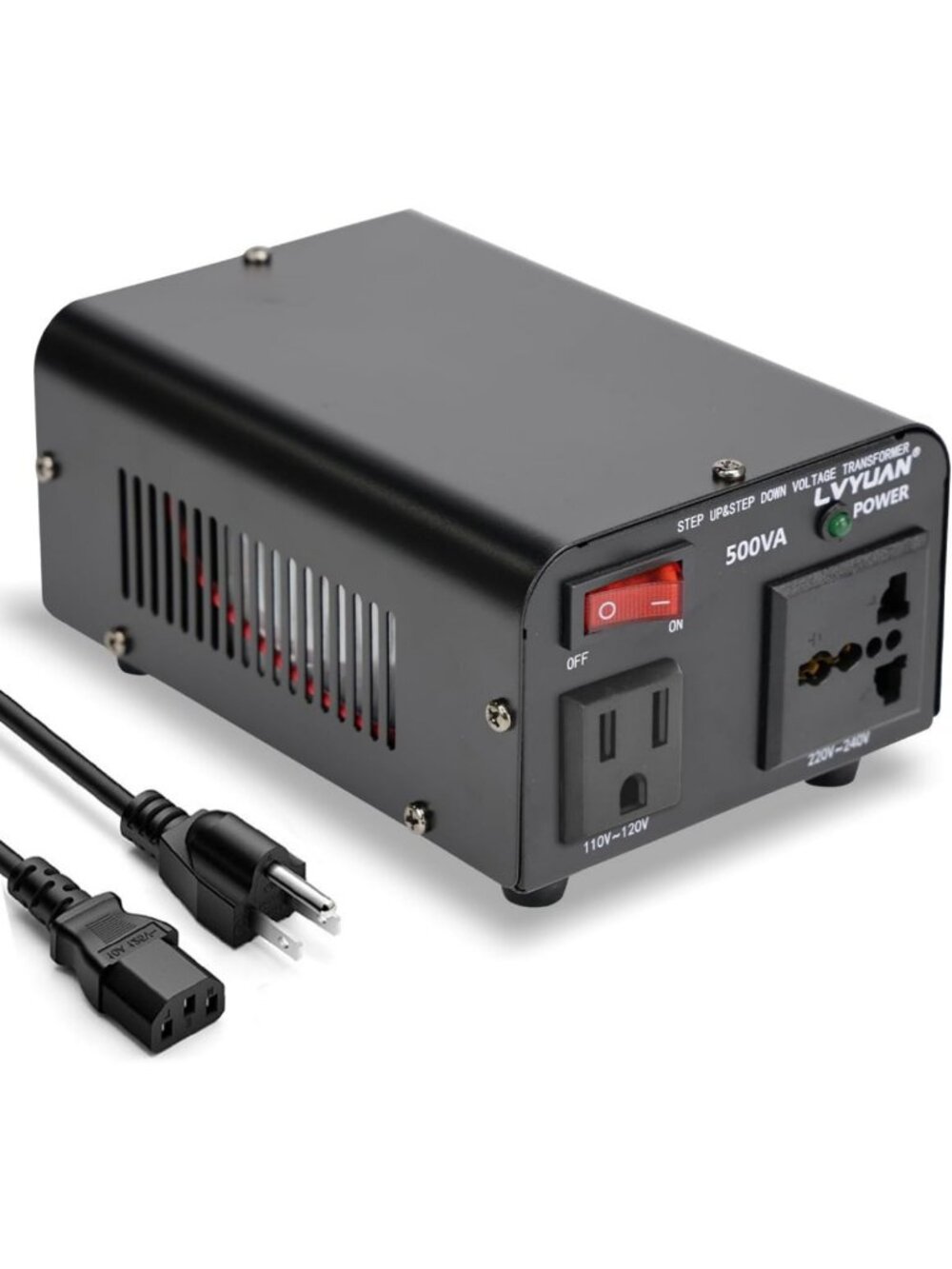500W Voltage Transformer Converter, Step Up/Down 110V to 240V, US Universal